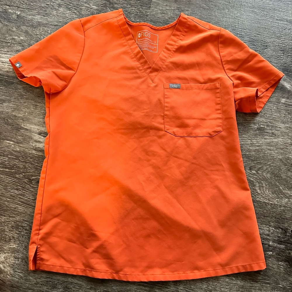 Figs one pocket scrub top in limited edition sunset orange